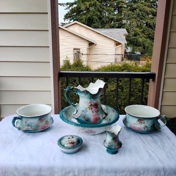 Antique Turquoise Boudoir Set - Picture 1 of 10